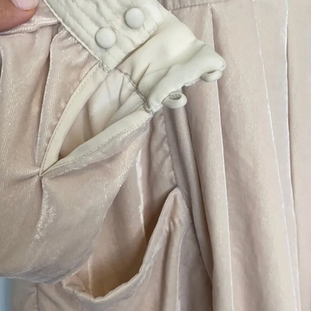 Free People Mia Embroidered Velvet Mini Dress in Beige — Size XS (Oversized Fit)